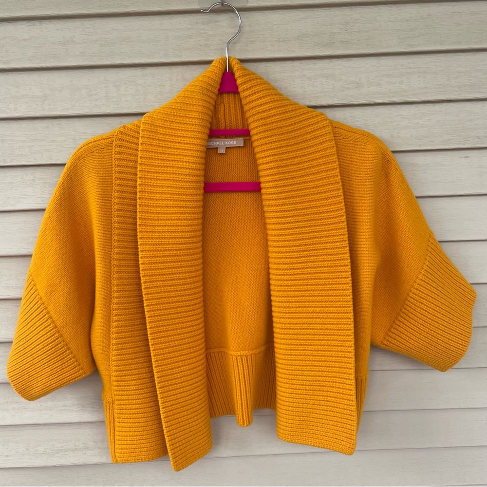 Michael Kors Collection Open Crop Sweater Cashmere/Wool Blend Size XS